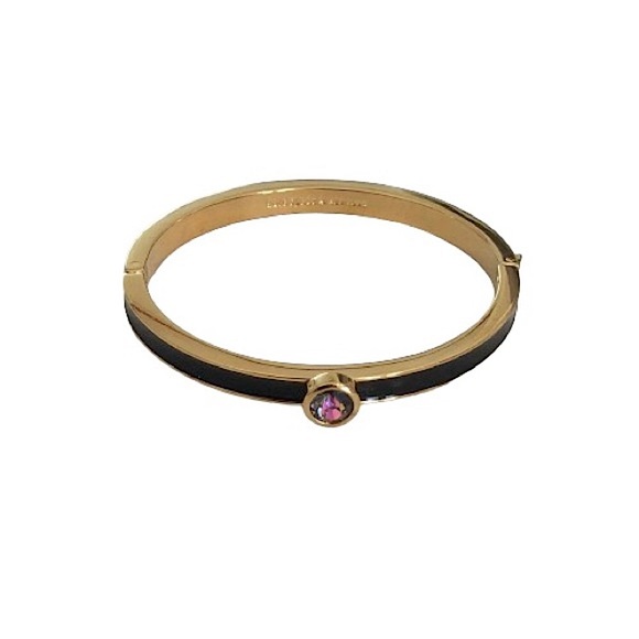⭐️Kate Spade⭐️Forever Gems Gold Black Hinged Bracelet Women's Bangle Jewelry - Picture 3 of 13